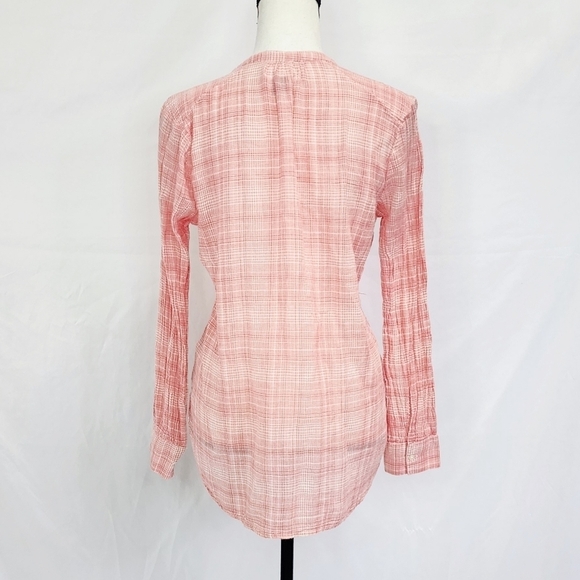 Old Navy Pintuck Button Placket Gauze Pullover Long Cuffed Sleeve Tunic - Picture 3 of 5